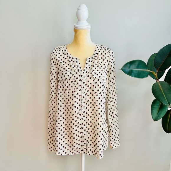 Daniel Rainn roll tab sleeve printed blouse - Picture 1 of 6